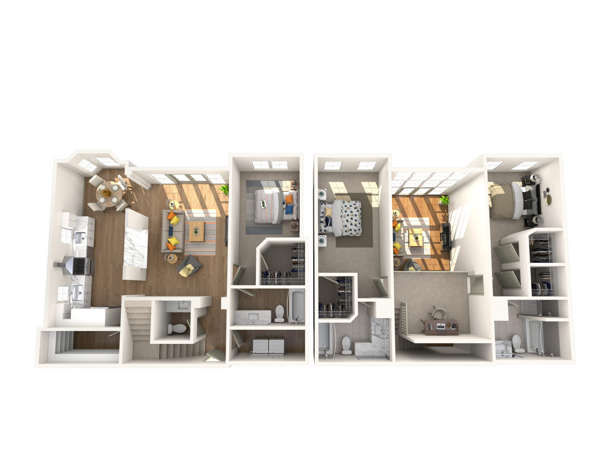 Floor plan for 3 beds, 3.5 baths, 2514 sqft