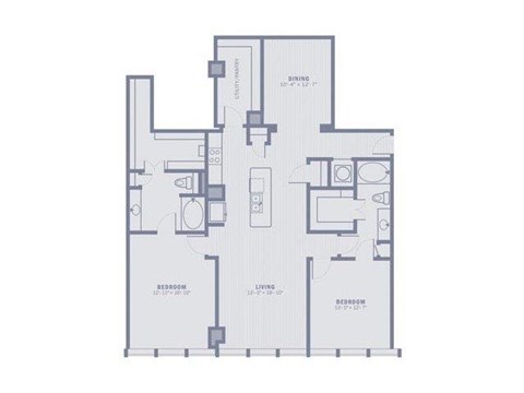Floor plan for 2 beds, 2 baths, 1573 sqft