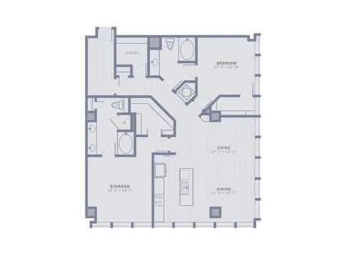 Floor plan for 2 beds, 2 baths, 1512 sqft
