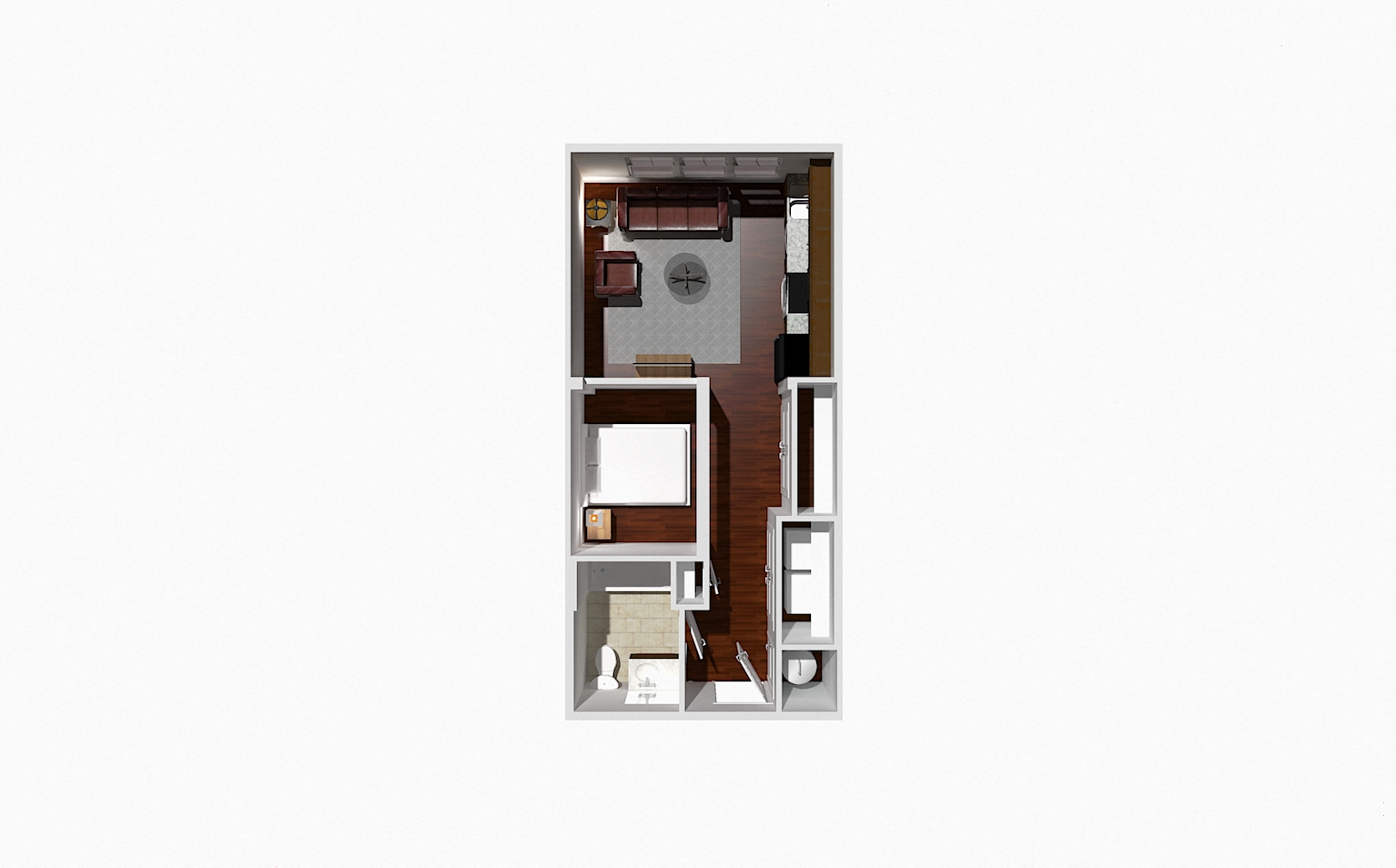 Floor plan for studio, 1 bath, 468 sqft