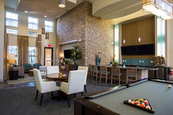 Resident lounge featuring starbucks café and expansive gourmet kitchen area