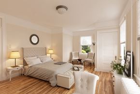 San Francisco triplex for rent - a bedroom with a bed and white furniture and a window