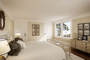 San Francisco apartment for rent - a bedroom with a large bed and a window