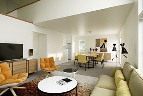San Francisco townhouse for rent - a living room and dining room in a modern apartment