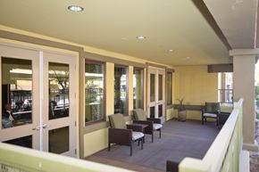 Phoenix apartment for rent - a view of the lobby of a building with chairs and tables