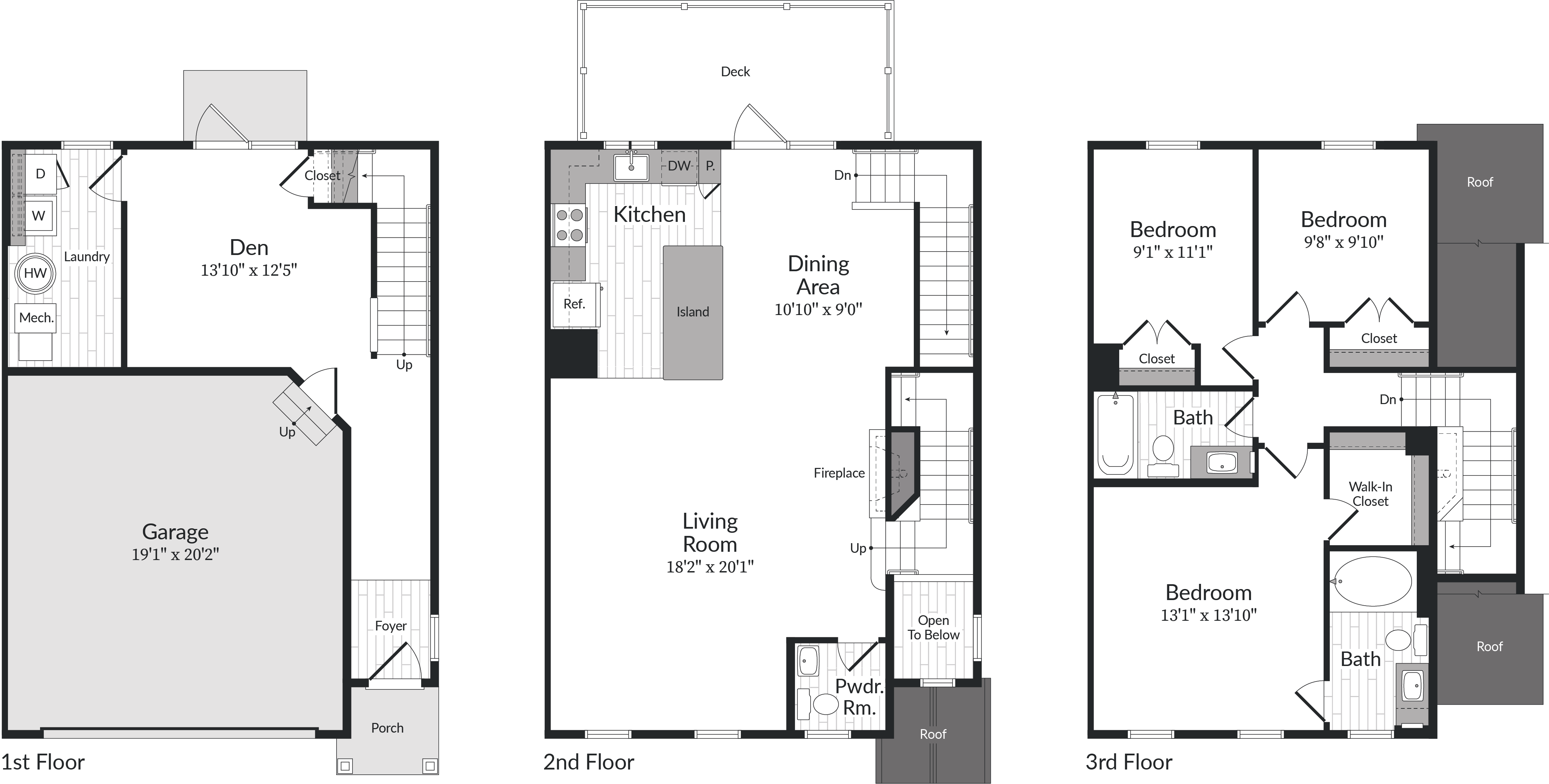 Floor plan for 3 beds, 2 baths, 1751 sqft