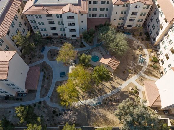 Las Vegas apartment for rent - an aerial view of the courtyard of an apartment building