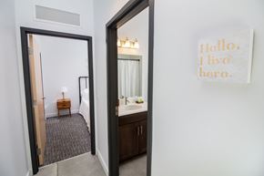 Sioux City apartment for rent - the view of a bathroom from a mirror in a hotel room