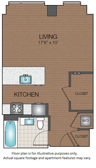 Floor plan for studio, 1 bath, 546 sqft