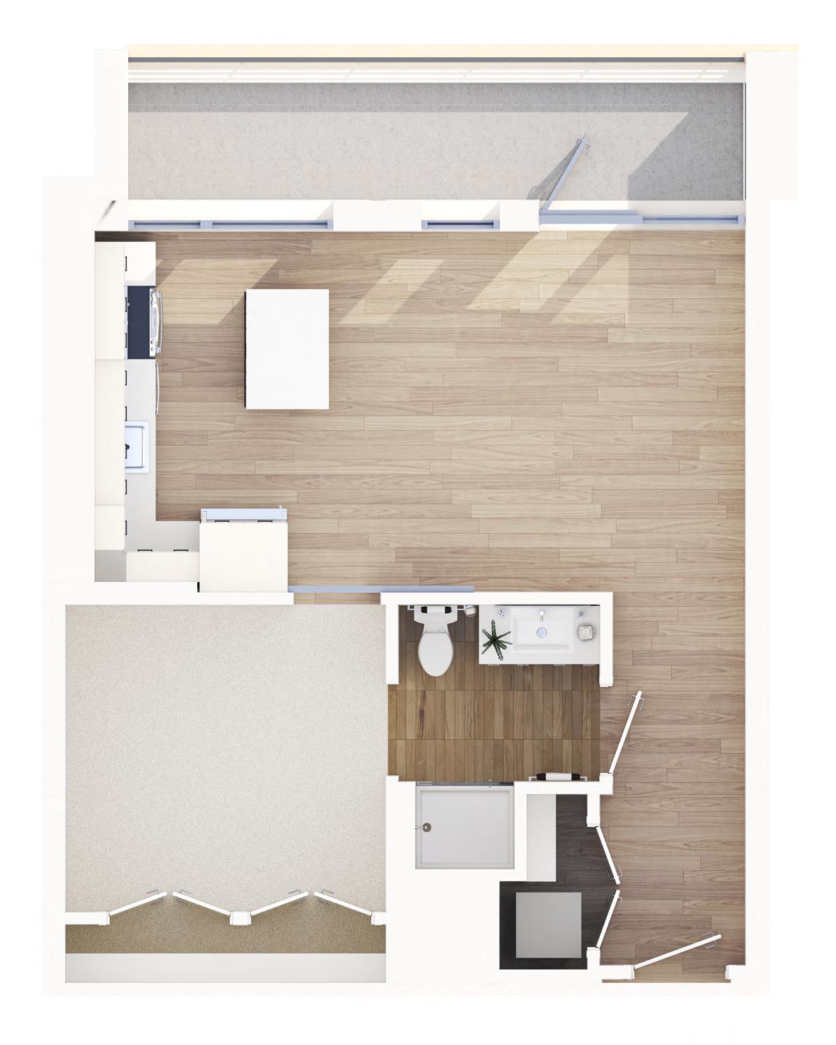 Floor plan for 1 bed, 1 bath, 639 sqft