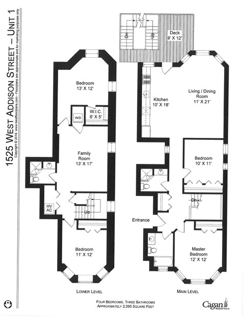 Floor plan for 4 beds, 3 baths, 2095 sqft