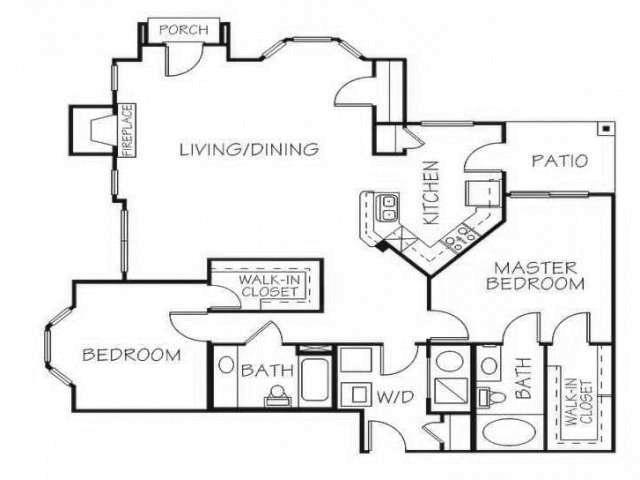 Floor plan for 2 beds, 2 baths, 1426 sqft