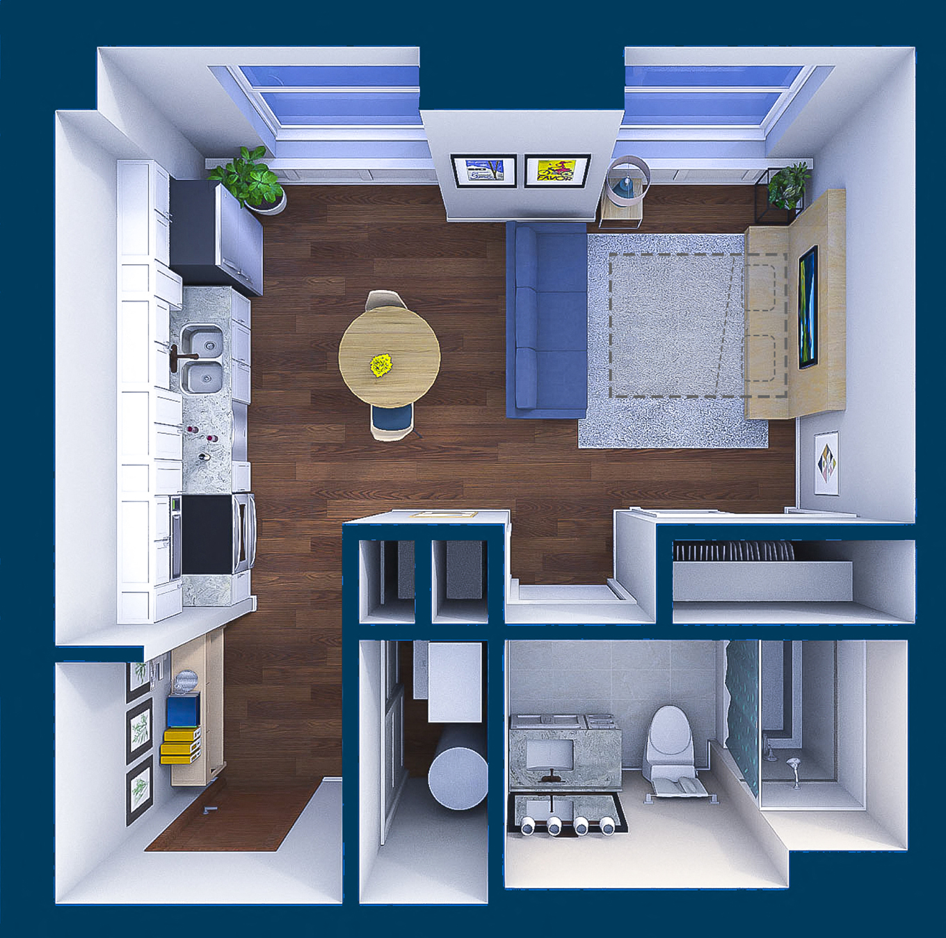 Floor plan for studio, 1 bath, 450 sqft
