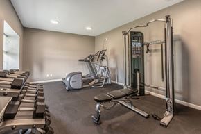 Okemos townhouse for rent - A well-equipped gym with treadmills, weights, and exercise machines.