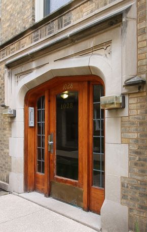 Oak Park apartment for rent - the entrance to a building with a wooden door