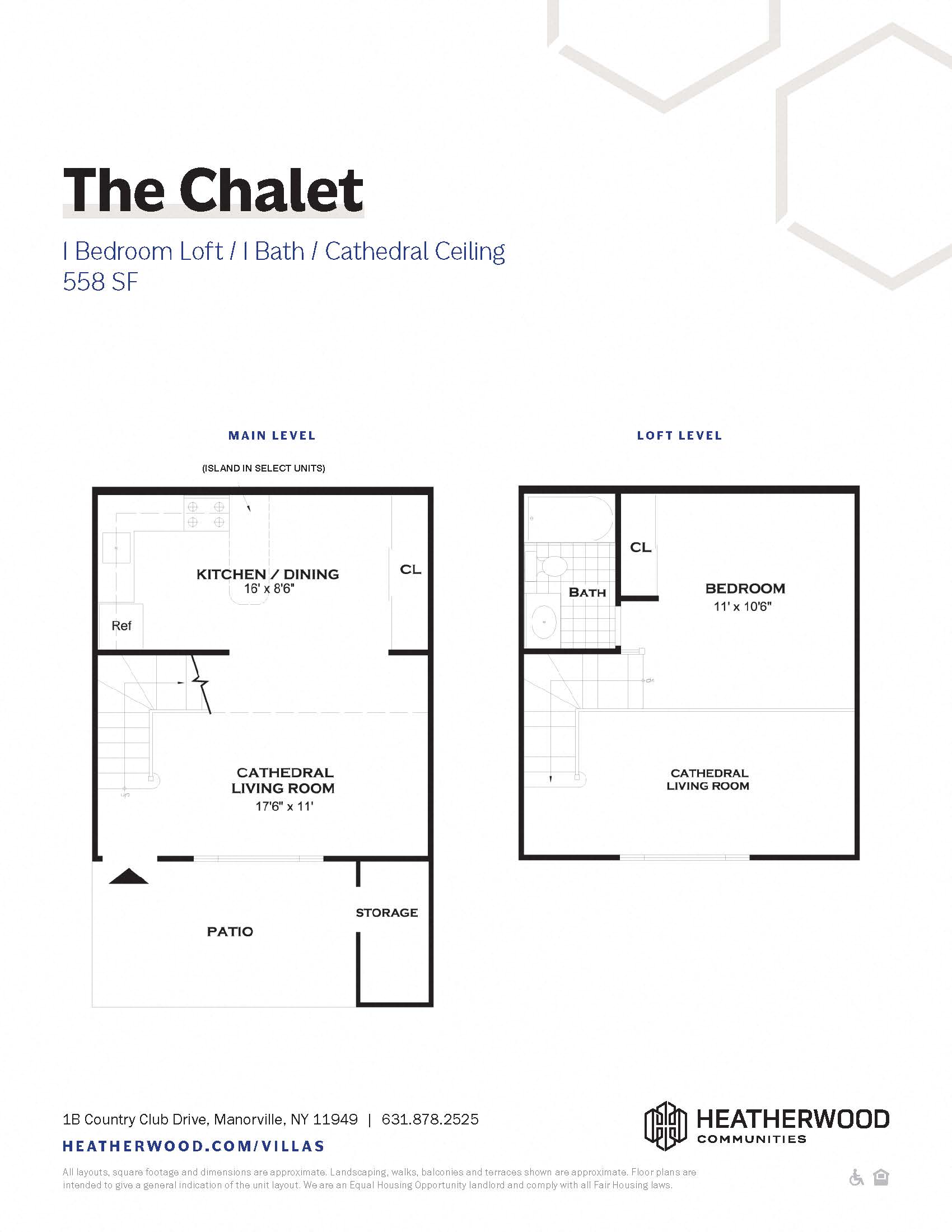 Floor plan for 1 bed, 1 bath, 588 sqft