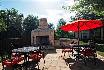 Poolside grill and dining area