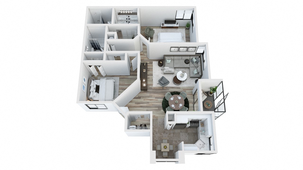 Floor plan for 2 beds, 2 baths, 1150 sqft