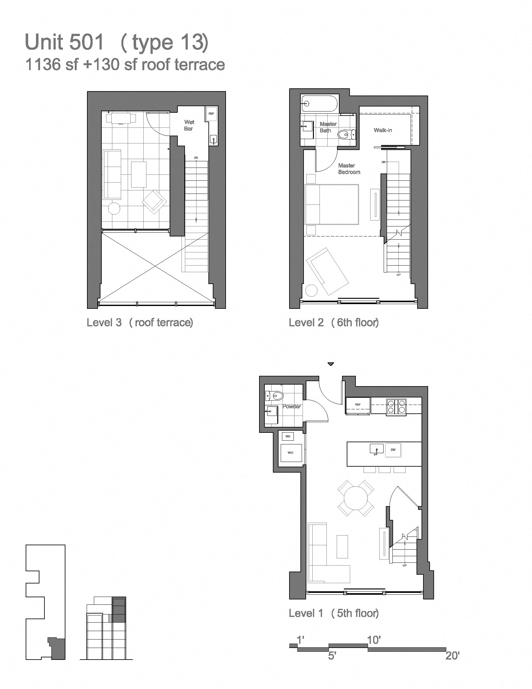 Floor plan for 1 bed, 1.5 baths, 1200 sqft
