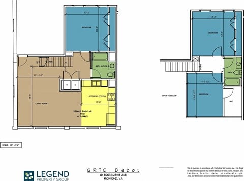 Floor plan for 3 beds, 2 baths, 1494 sqft