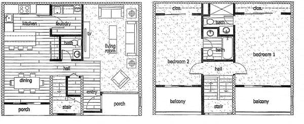 Floor plan for 2 beds, 2.5 baths, 1270 sqft