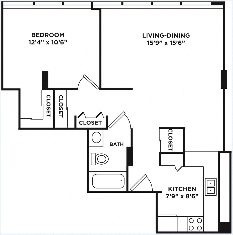 Floor plan for 1 bed