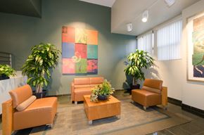 Chicago apartment for rent - a waiting room in a hospital with couches and plants