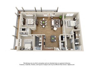 Floor plan for 3 beds, 2 baths, 1420 sqft