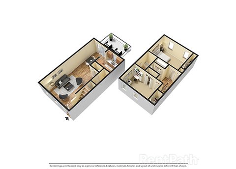 Floor plan for 2 beds, 1.5 baths, 1080 sqft