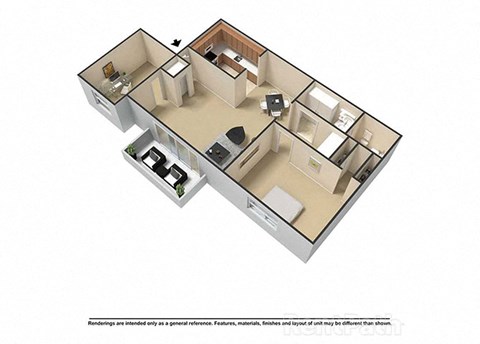 Floor plan for 1 bed, 1 bath, 793 sqft