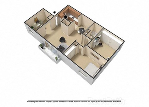 Floor plan for 3 beds, 1 bath, 1006 sqft
