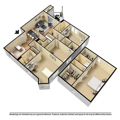 Floor plan for 4 beds, 2.5 baths, 1692 sqft