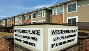 Hillsborough apartment for rent - Exterior of building with sign that read "Westering Place: An RPM Community"