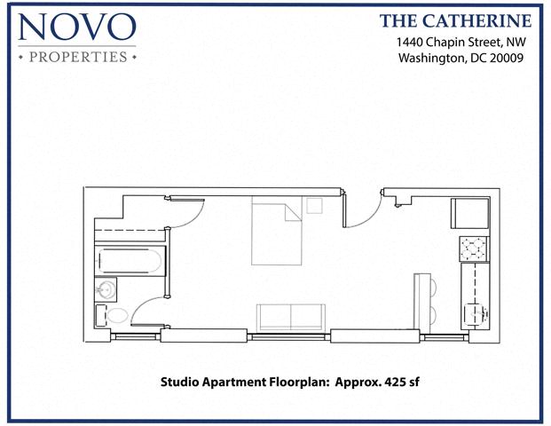Floor plan for studio, 1 bath, 450 sqft
