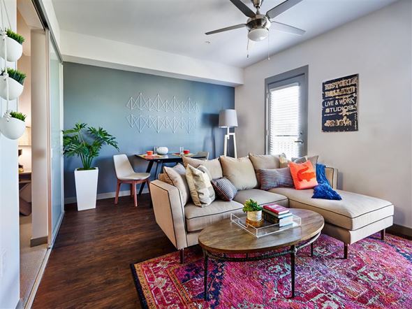 Hillsboro apartment for rent - a living room with a couch and a table