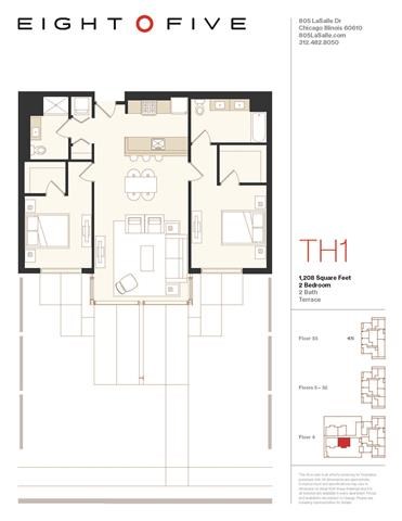 Floor plan for 2 beds, 2 baths, 1208 sqft