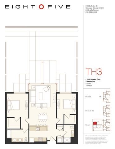 Floor plan for 2 beds, 2 baths, 1208 sqft