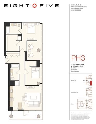 Floor plan for 2 beds, 2 baths, 1350 sqft