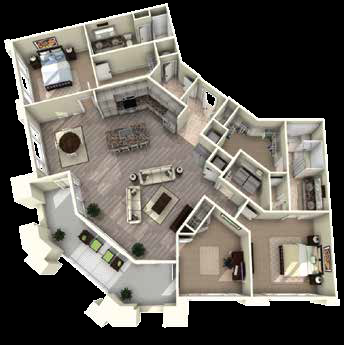 Floor plan for 3 beds, 2.5 baths, 1914 sqft