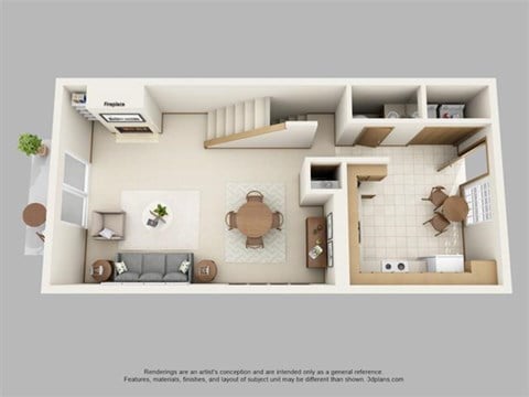 Floor plan for 2 beds, 2.5 baths, 1475 sqft