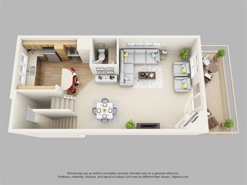 Floor plan for 2 beds, 2 baths