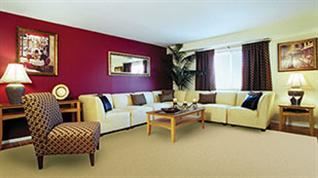 Baltimore apartment for rent - A living room with a white couch and a brown chair.