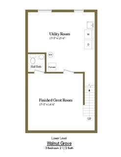 Floor plan for 3 beds, 2.5 baths, 1600 sqft
