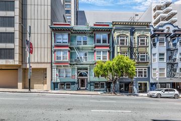 San Francisco apartment for rent - A row of colorful buildings line a street.