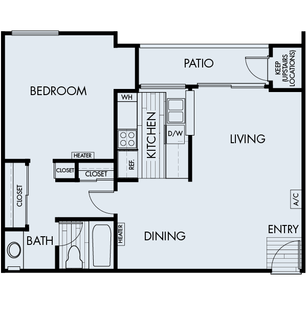 Floor plan for 1 bed, 1 bath, 706 sqft