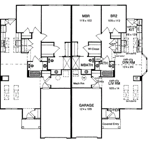 Floor plan for 2 beds, 2 baths, 1202 sqft