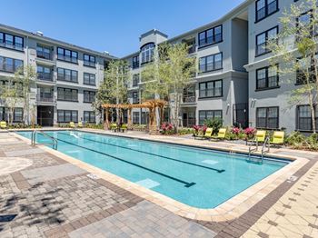 Large lap pool with sundeck