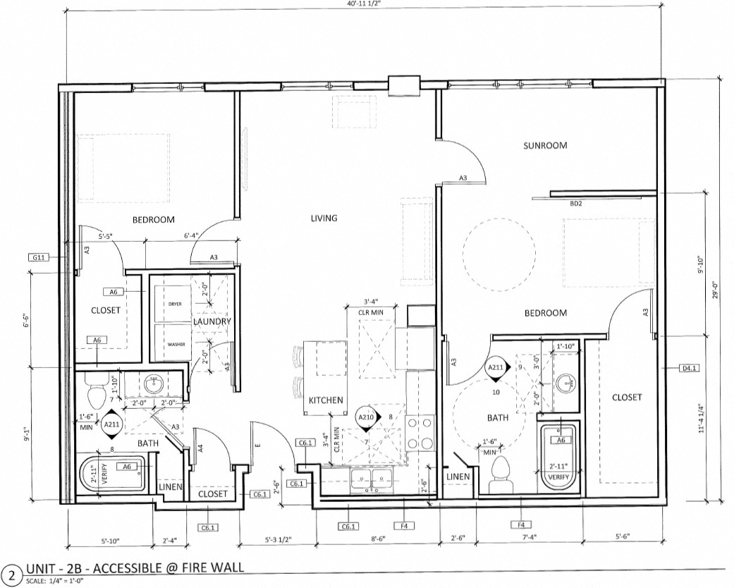 Floor plan for 2 beds, 2 baths, 1102 sqft