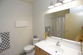 Grand Forks apartment for rent - a bathroom with a sink and a mirror and a toilet