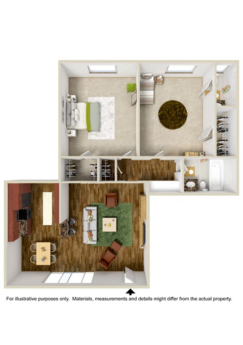 Floor plan for 2 beds, 1.5 baths, 1100 sqft